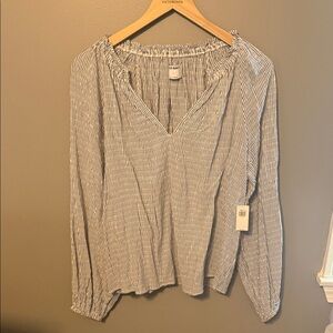 Old Navy Navy and White Pinstripe Blouse